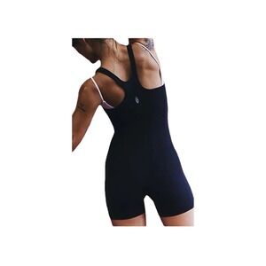 Free People Movement‎ Every Single Time Black Runsie Short Unitard sz X S EUC